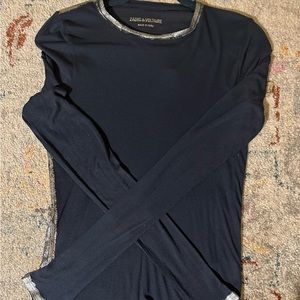 NWOT Zadig & Voltaire long sleeve t-shirt with silver detailing
